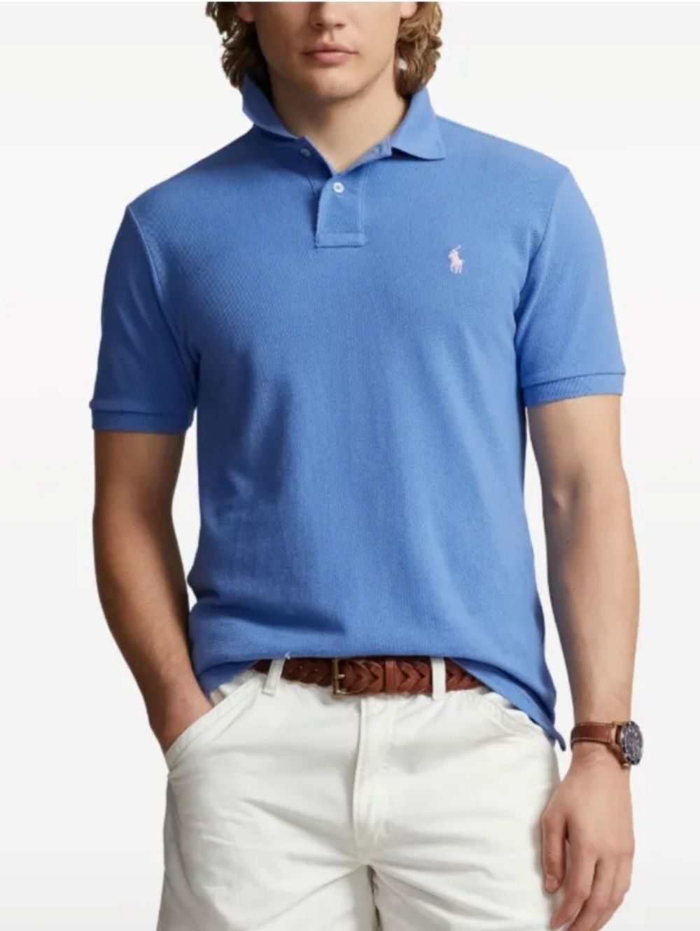 Polo Ralph Lauren Polo Pony embroidered pique Shirt Men XL Blue Short Sleeve